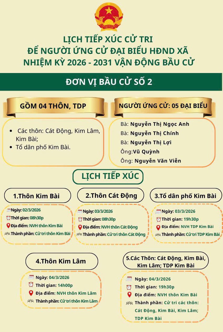 THÔNG BÁO LỊCH TỔ CHỨC HỘI NGHỊ TIẾP XÚC CỬ TRI ĐỂ NGƯỜI ỨNG CỬ ĐẠI BIỂU HĐND XÃ THANH OAI NHIỆM KỲ 2026-2031 VẬN ĐỘNG BẦU CỬ- Ảnh 2.