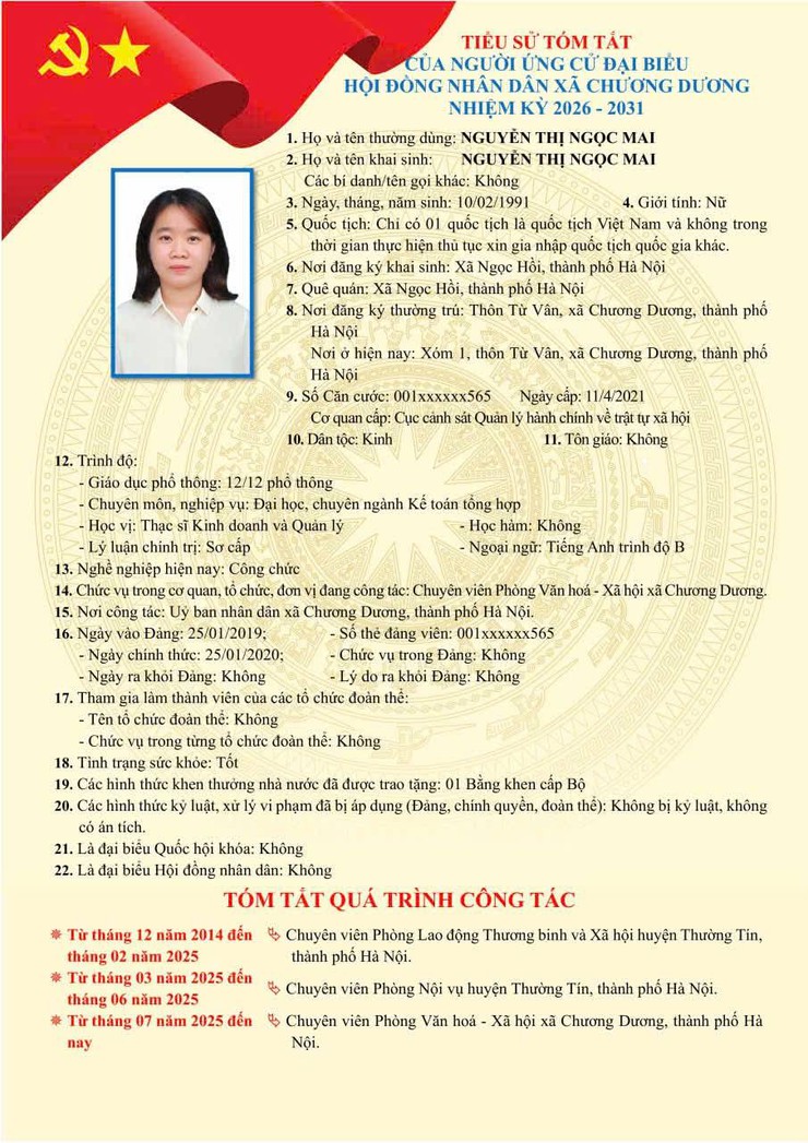 Tiểu sử tóm tắt ứng cử viên đại biểu HĐND xã Chương Dương nhiệm kỳ 2026 – 2031 (đơn vị bầu cử số 02)- Ảnh 7.