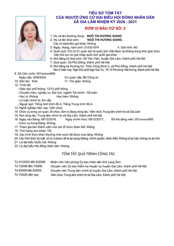 Tiểu sử những người ứng cử đại biểu HĐND xã Gia Lâm, nhiệm kỳ 2026-2031, đơn vị bầu cử số 2- Ảnh 3.