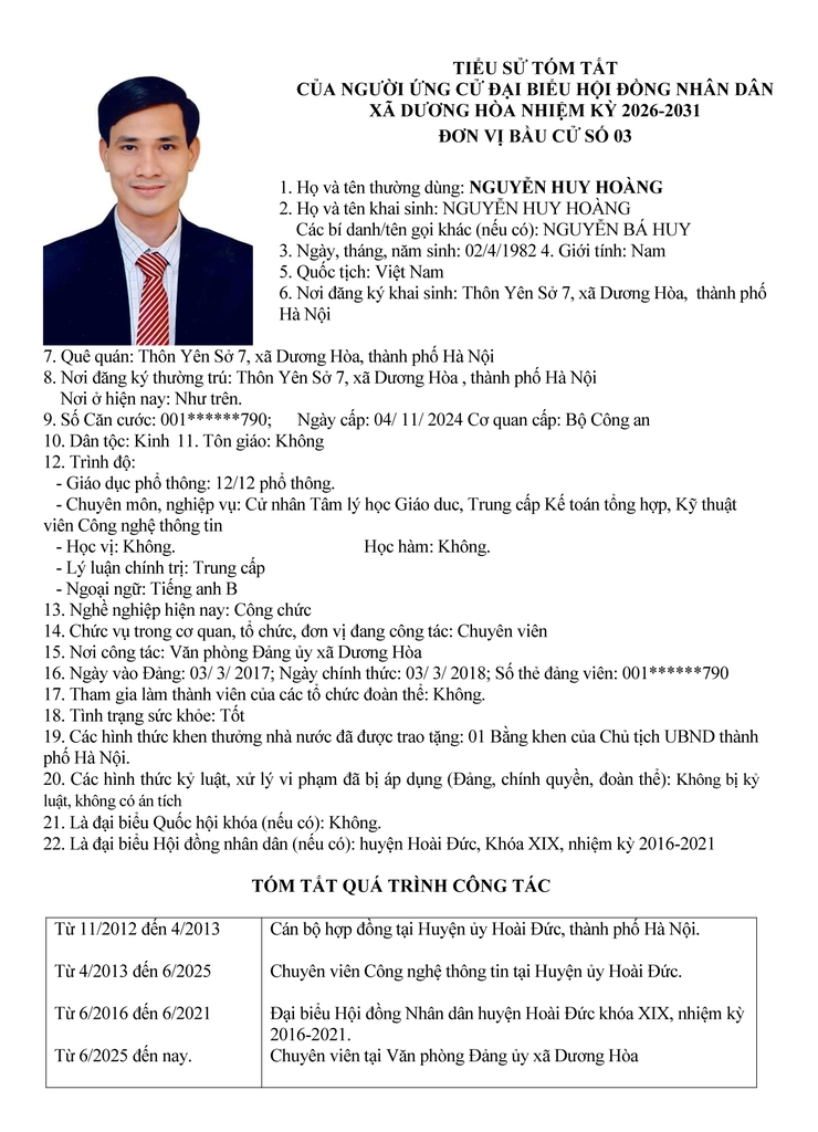 DANH SÁCH CHÍNH THỨC NHỮNG NGƯỜI ỨNG CỬ ĐẠI BIỂU HĐND XÃ DƯƠNG HOÀ KHOÁ II NHIỆM KỲ 2026-2031- Ảnh 15.