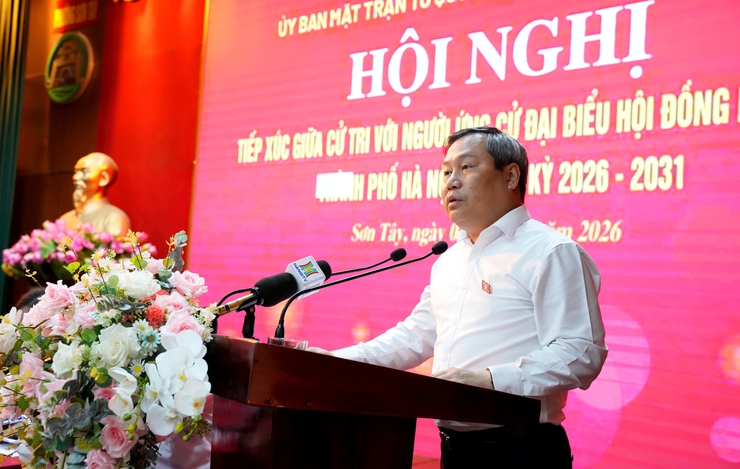 5 ứng cử viên đại biểu HĐND thành phố Hà Nội khóa XVII tiếp xúc cử tri các xã, phường: Sơn Tây, Tùng Thiện, Đoài Phương- Ảnh 1.