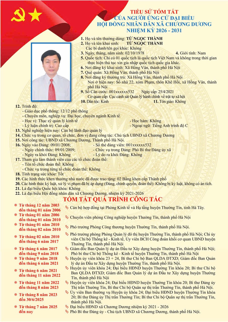 Tiểu sử tóm tắt ứng cử viên đại biểu HĐND xã Chương Dương nhiệm kỳ 2026 – 2031 (đơn vị bầu cử số 03)- Ảnh 2.