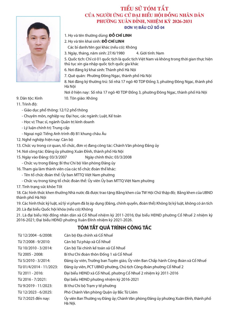 GIỚI THIỆU TIỂU SỬ ỨNG CỬ VIÊN ĐẠI BIỂU HĐND PHƯỜNG TẠI ĐƠN VỊ BẦU CỬ SỐ 04- Ảnh 7.