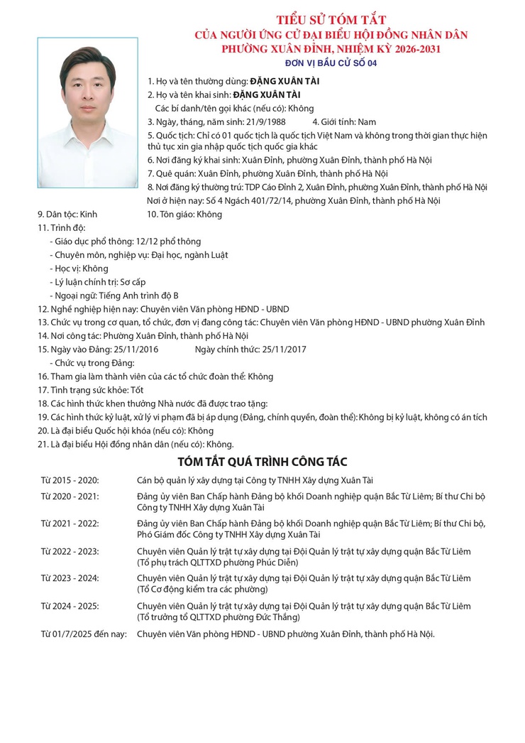 GIỚI THIỆU TIỂU SỬ ỨNG CỬ VIÊN ĐẠI BIỂU HĐND PHƯỜNG TẠI ĐƠN VỊ BẦU CỬ SỐ 04- Ảnh 8.