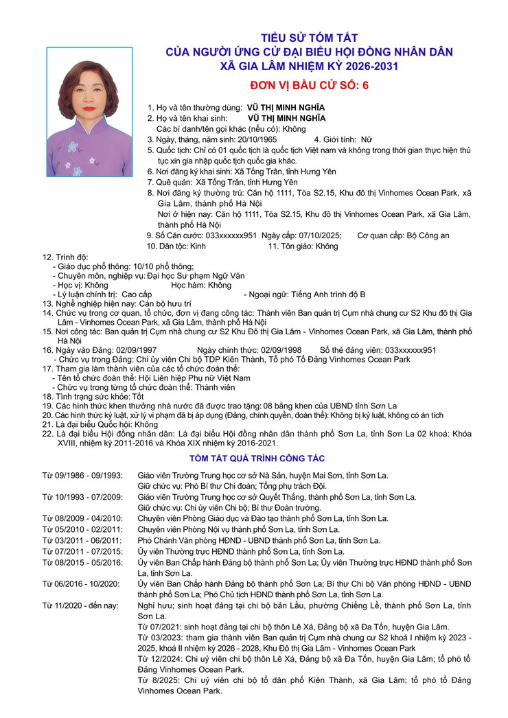 Tiểu sử những người ứng cử đại biểu HĐND xã Gia Lâm, nhiệm kỳ 2026-2031, đơn vị bầu cử số 6- Ảnh 9.
