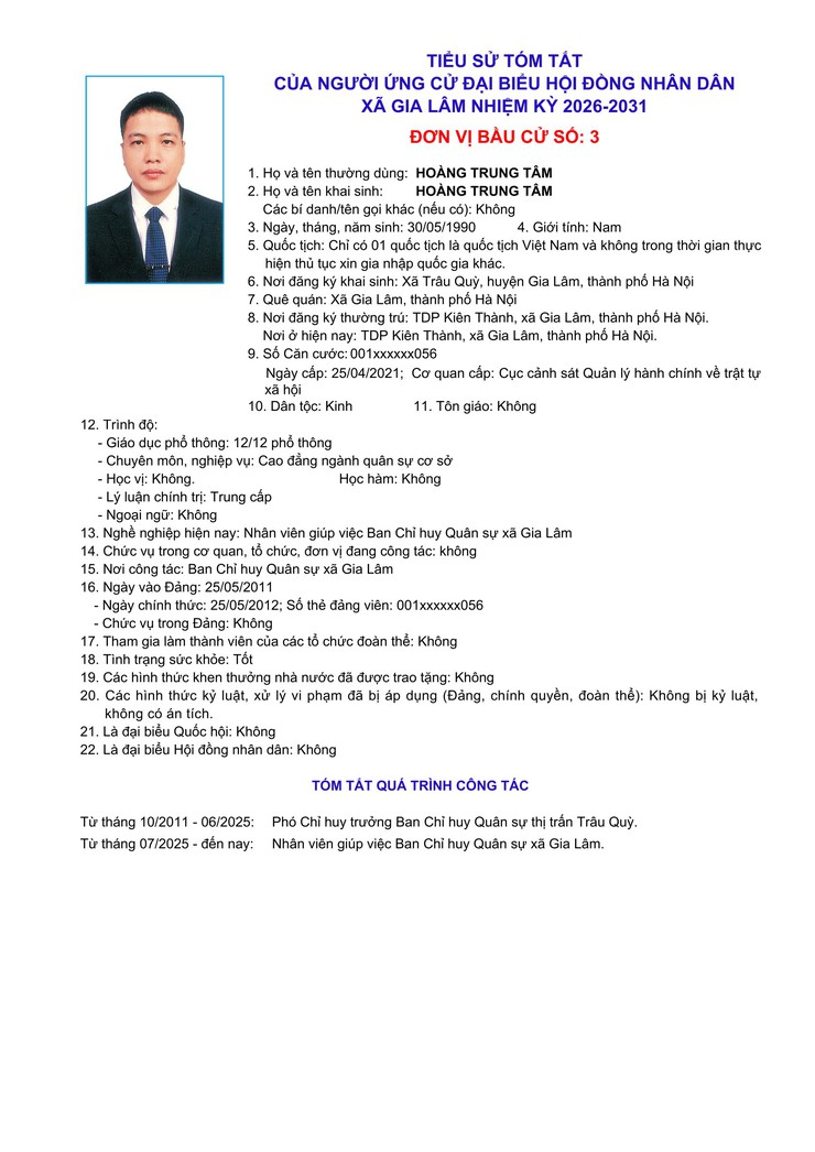 Tiểu sử những người ứng cử đại biểu HĐND xã Gia Lâm, nhiệm kỳ 2026-2031, đơn vị bầu cử số 3- Ảnh 7.