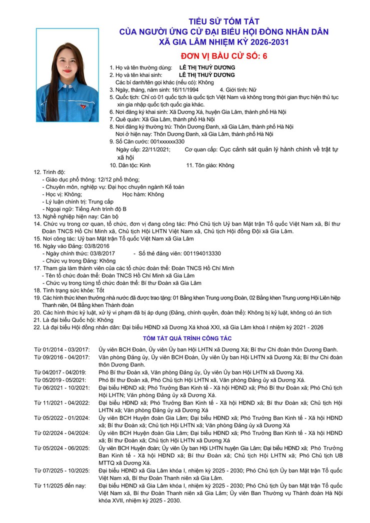 Tiểu sử những người ứng cử đại biểu HĐND xã Gia Lâm, nhiệm kỳ 2026-2031, đơn vị bầu cử số 6- Ảnh 3.