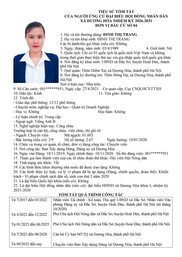 DANH SÁCH CHÍNH THỨC NHỮNG NGƯỜI ỨNG CỬ ĐẠI BIỂU HĐND XÃ DƯƠNG HOÀ KHOÁ II NHIỆM KỲ 2026-2031- Ảnh 24.