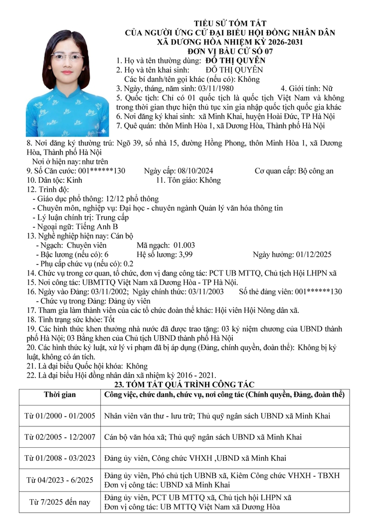 DANH SÁCH CHÍNH THỨC NHỮNG NGƯỜI ỨNG CỬ ĐẠI BIỂU HĐND XÃ DƯƠNG HOÀ KHOÁ II NHIỆM KỲ 2026-2031- Ảnh 42.
