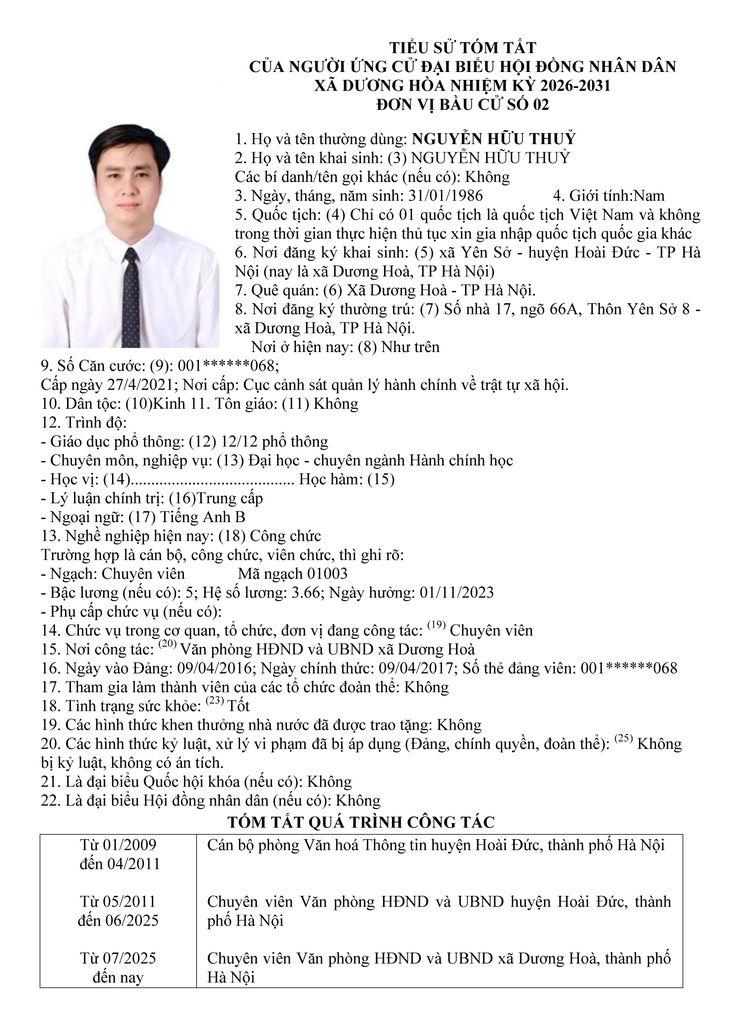 DANH SÁCH CHÍNH THỨC NHỮNG NGƯỜI ỨNG CỬ ĐẠI BIỂU HĐND XÃ DƯƠNG HOÀ KHOÁ II NHIỆM KỲ 2026-2031- Ảnh 12.