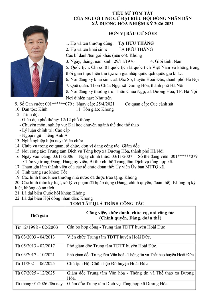 DANH SÁCH CHÍNH THỨC NHỮNG NGƯỜI ỨNG CỬ ĐẠI BIỂU HĐND XÃ DƯƠNG HOÀ KHOÁ II NHIỆM KỲ 2026-2031- Ảnh 50.