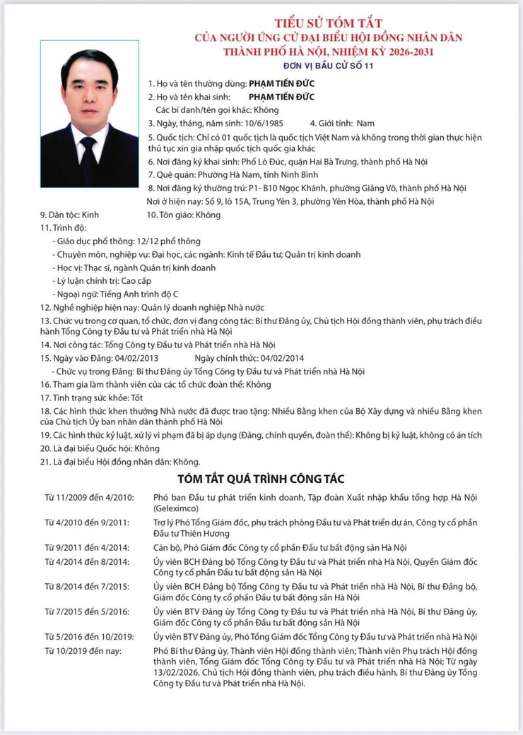 Tiểu sử tóm tắt những người ứng cử đại biểu Hội đồng nhân dân TP Hà Nội, nhiệm kỳ 2026 - 2031 tại Đơn vị bầu cử số 11- Ảnh 2.