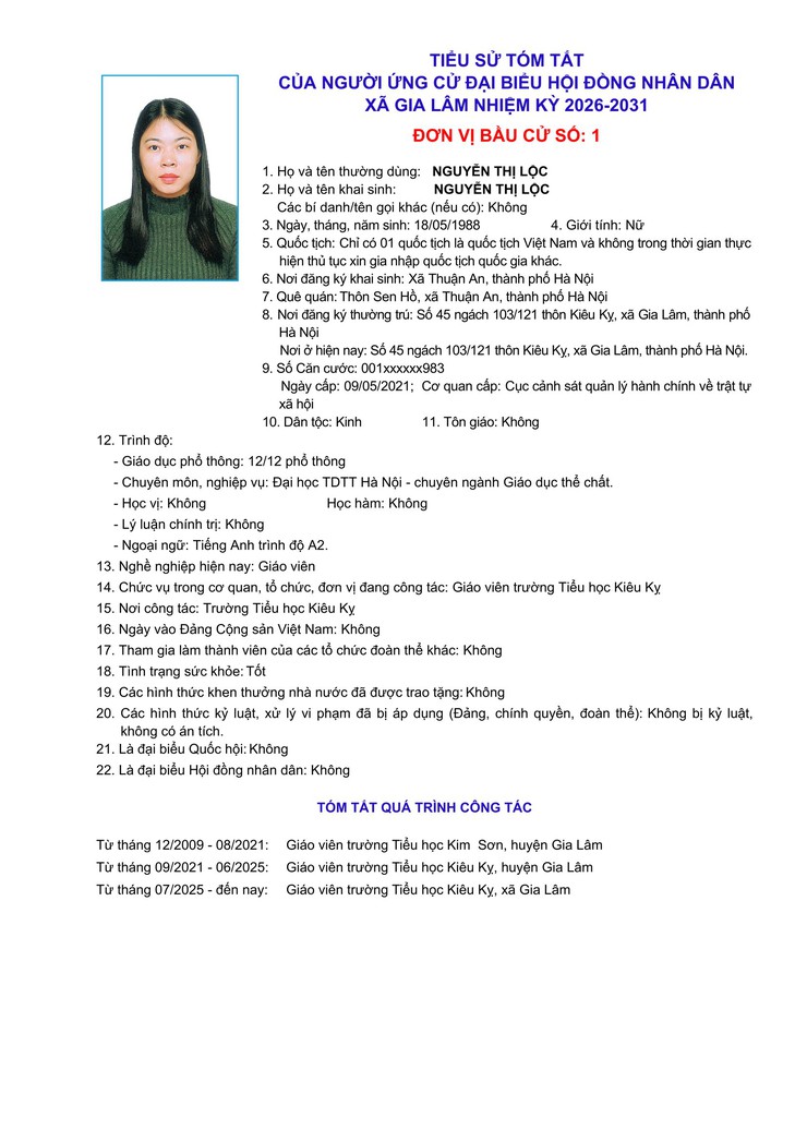 Tiểu sử những người ứng cử đại biểu HĐND xã Gia Lâm, nhiệm kỳ 2026-2031, đơn vị bầu cử số 1- Ảnh 5.