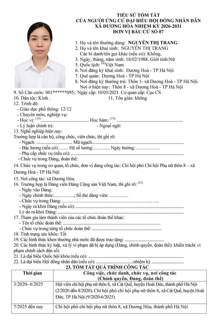 DANH SÁCH CHÍNH THỨC NHỮNG NGƯỜI ỨNG CỬ ĐẠI BIỂU HĐND XÃ DƯƠNG HOÀ KHOÁ II NHIỆM KỲ 2026-2031- Ảnh 44.
