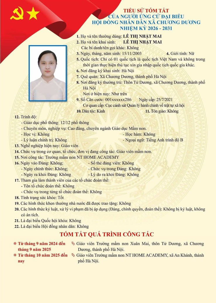 Tiểu sử tóm tắt ứng cử viên đại biểu HĐND xã Chương Dương nhiệm kỳ 2026 – 2031 (đơn vị bầu cử số 06)- Ảnh 7.