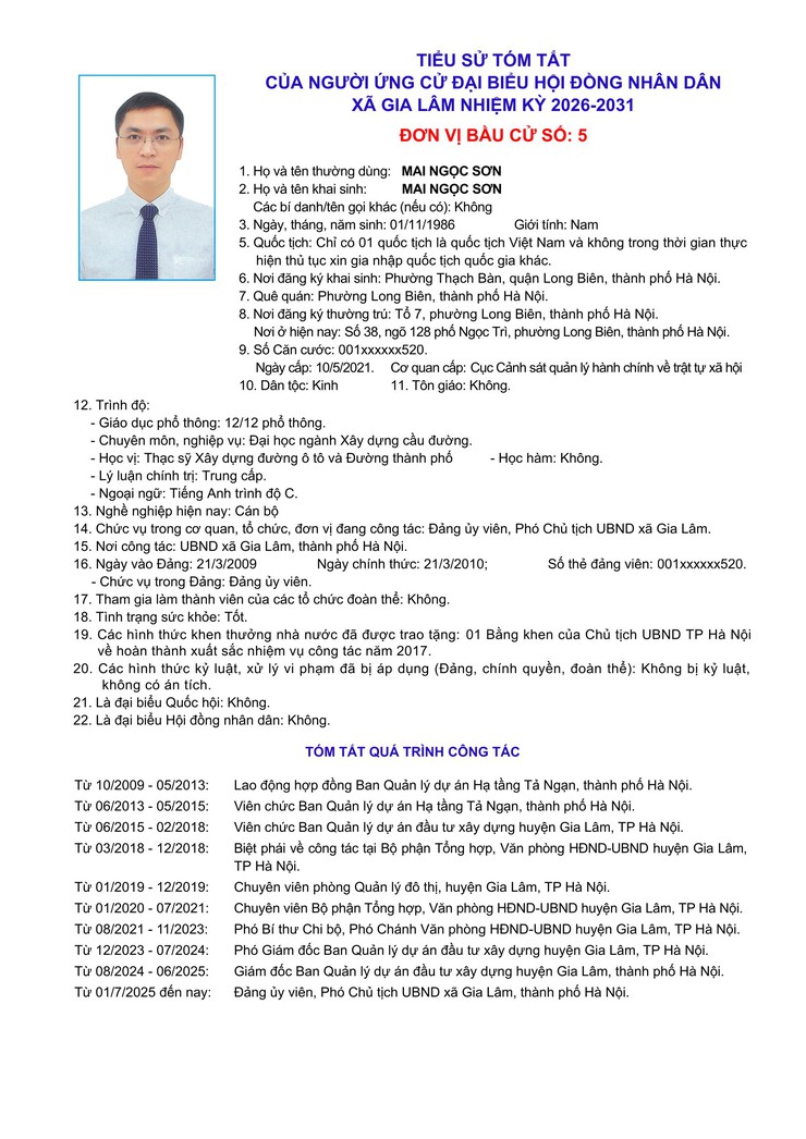 Tiểu sử những người ứng cử đại biểu HĐND xã Gia Lâm, nhiệm kỳ 2026-2031, đơn vị bầu cử số 5- Ảnh 6.