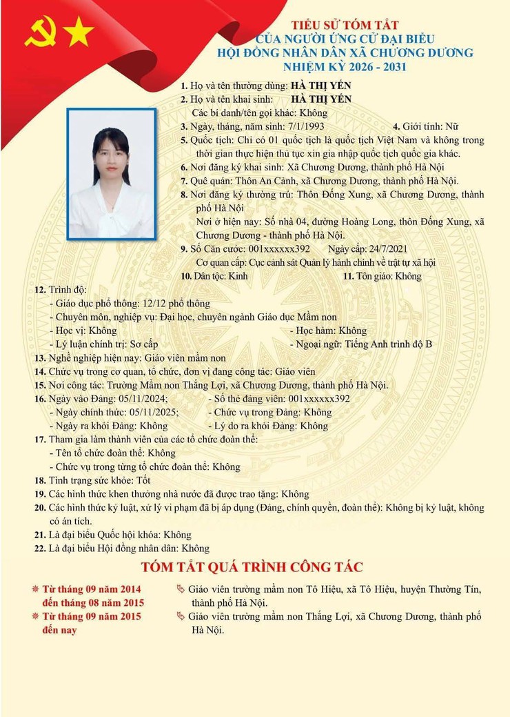 Tiểu sử tóm tắt ứng cử viên đại biểu HĐND xã Chương Dương nhiệm kỳ 2026 – 2031 (đơn vị bầu cử số 06)- Ảnh 9.