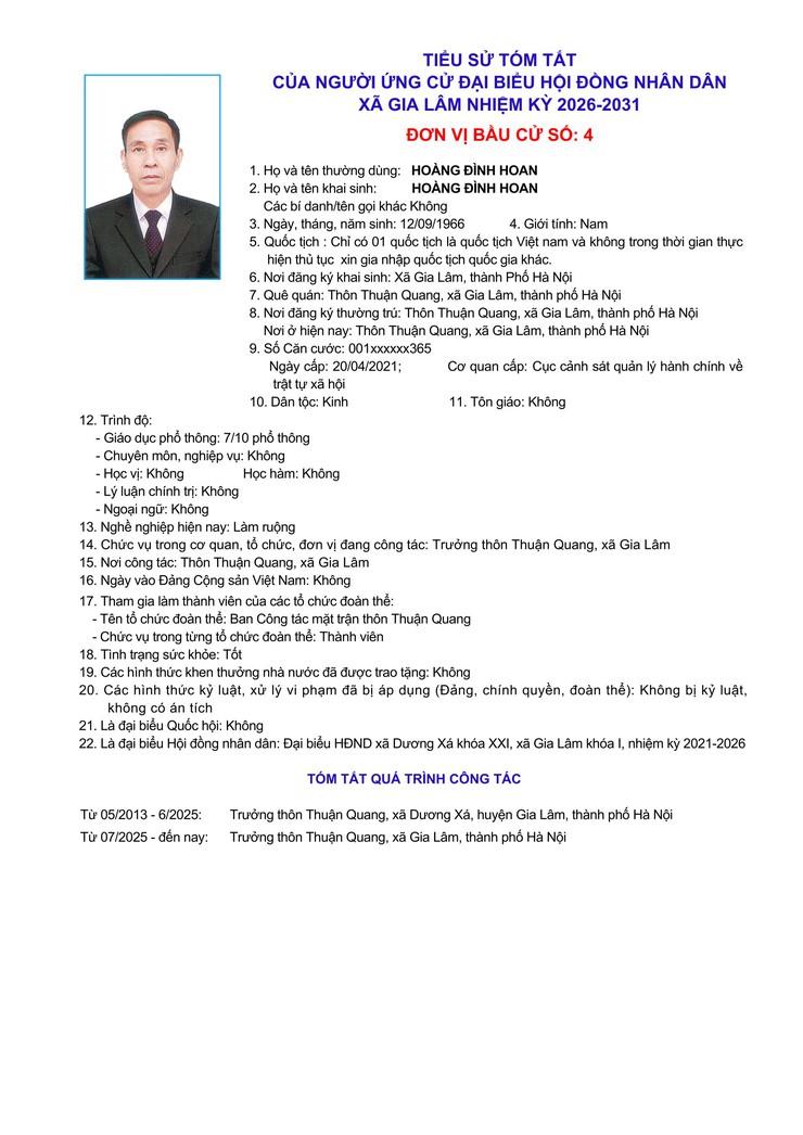 Tiểu sử những người ứng cử đại biểu HĐND xã Gia Lâm, nhiệm kỳ 2026-2031, đơn vị bầu cử số 4- Ảnh 2.