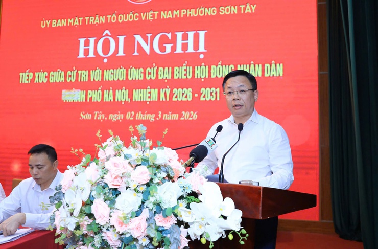 Phường Tùng Thiện tham dự hội nghị tiếp xúc cử tri với người ứng cử đại biểu HĐND thành phố Hà Nội, đơn vị bầu cử số 14- Ảnh 3.