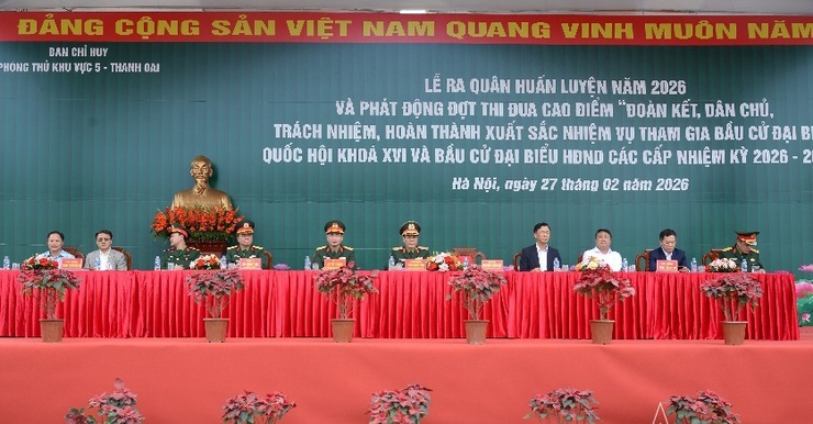 Ban CHQS xã Trần Phú tham gia Lễ ra quân huấn luyện - Ảnh 1.
