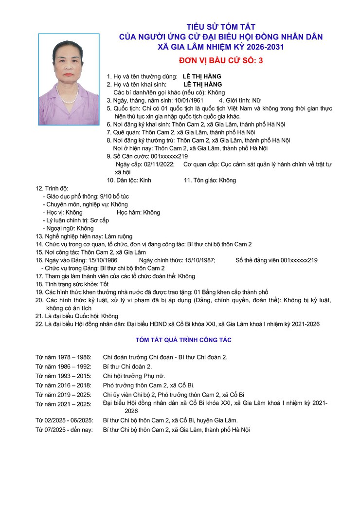 Tiểu sử những người ứng cử đại biểu HĐND xã Gia Lâm, nhiệm kỳ 2026-2031, đơn vị bầu cử số 3- Ảnh 4.