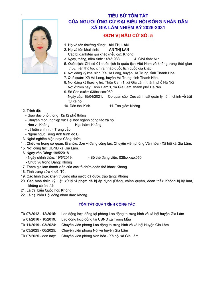 Tiểu sử những người ứng cử đại biểu HĐND xã Gia Lâm, nhiệm kỳ 2026-2031, đơn vị bầu cử số 5- Ảnh 4.