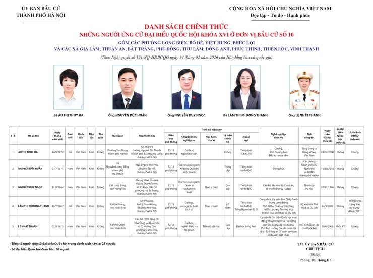 Tiểu sử những người ứng cử Đại biểu Quốc hội khóa XVI ở Đơn vị bầu cử số 10- Ảnh 1.