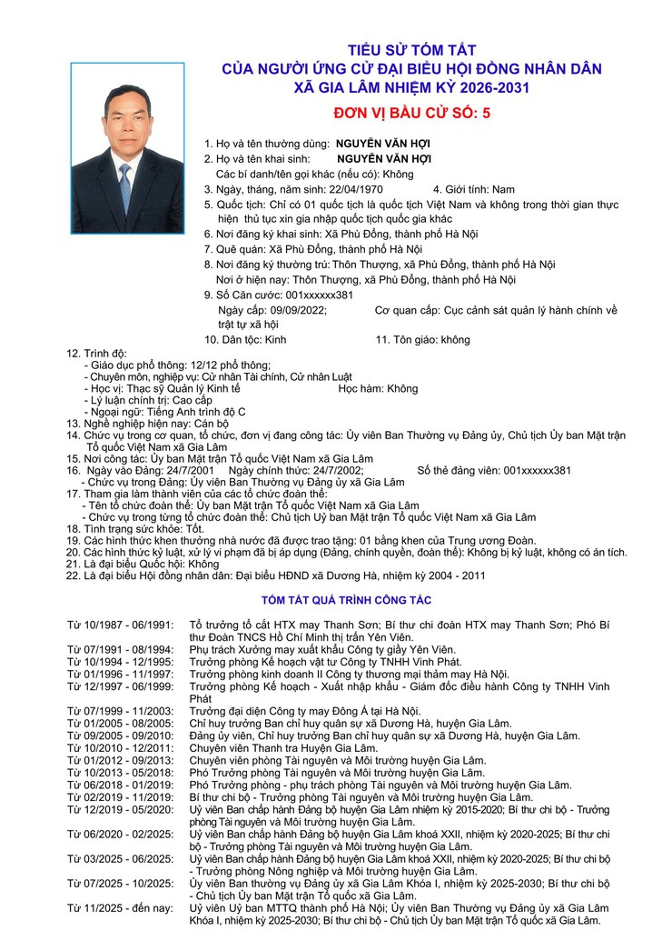 Tiểu sử những người ứng cử đại biểu HĐND xã Gia Lâm, nhiệm kỳ 2026-2031, đơn vị bầu cử số 5- Ảnh 3.