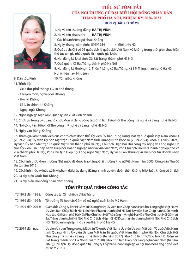 Tiểu sử những người ứng cử đại biểu HĐND thành phố Hà Nội khóa XVII, nhiệm kỳ 2026-2031, đơn vị bầu cử số 28- Ảnh 9.