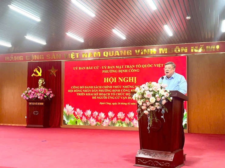 Phường Định Công tổ chức Hội nghị công bố danh sách ứng cử viên và triển khai kế hoạch vận động bầu cử HĐND phường khóa II (Nhiệm kỳ 2026 - 2031)- Ảnh 1.