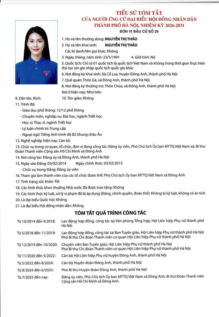 TIỂU SỬ TÓM TẮT CỦA NGƯỜI ỨNG CỬ ĐẠI BIỂU HĐND THÀNH PHỐ HÀ NỘI, NHIỆM KỲ 2026-2031. ĐƠN VỊ BẦU CỬ SỐ 29.- Ảnh 7.