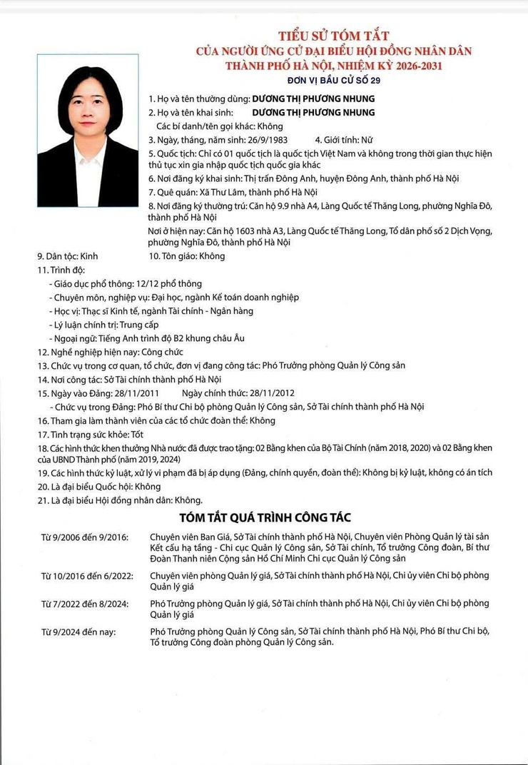 TIỂU SỬ TÓM TẮT CỦA NGƯỜI ỨNG CỬ ĐẠI BIỂU HĐND THÀNH PHỐ HÀ NỘI, NHIỆM KỲ 2026-2031. ĐƠN VỊ BẦU CỬ SỐ 29.- Ảnh 5.