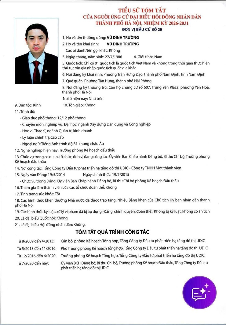 TIỂU SỬ TÓM TẮT CỦA NGƯỜI ỨNG CỬ ĐẠI BIỂU HĐND THÀNH PHỐ HÀ NỘI, NHIỆM KỲ 2026-2031. ĐƠN VỊ BẦU CỬ SỐ 29.- Ảnh 9.