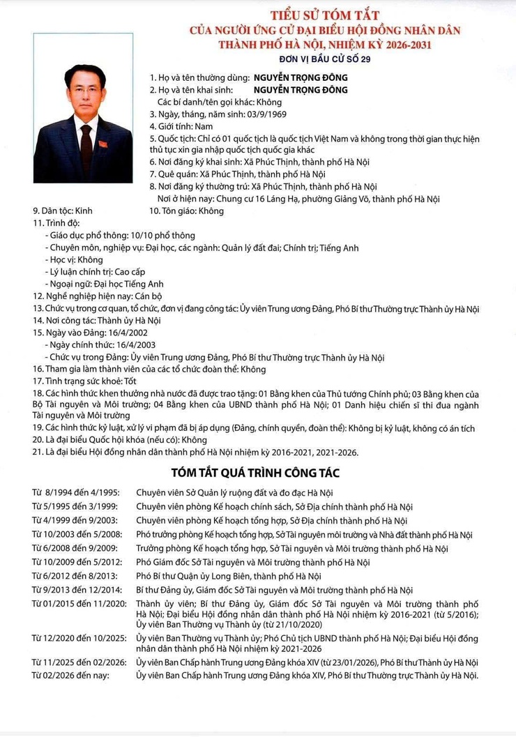 TIỂU SỬ TÓM TẮT CỦA NGƯỜI ỨNG CỬ ĐẠI BIỂU HĐND THÀNH PHỐ HÀ NỘI, NHIỆM KỲ 2026-2031. ĐƠN VỊ BẦU CỬ SỐ 29.- Ảnh 4.