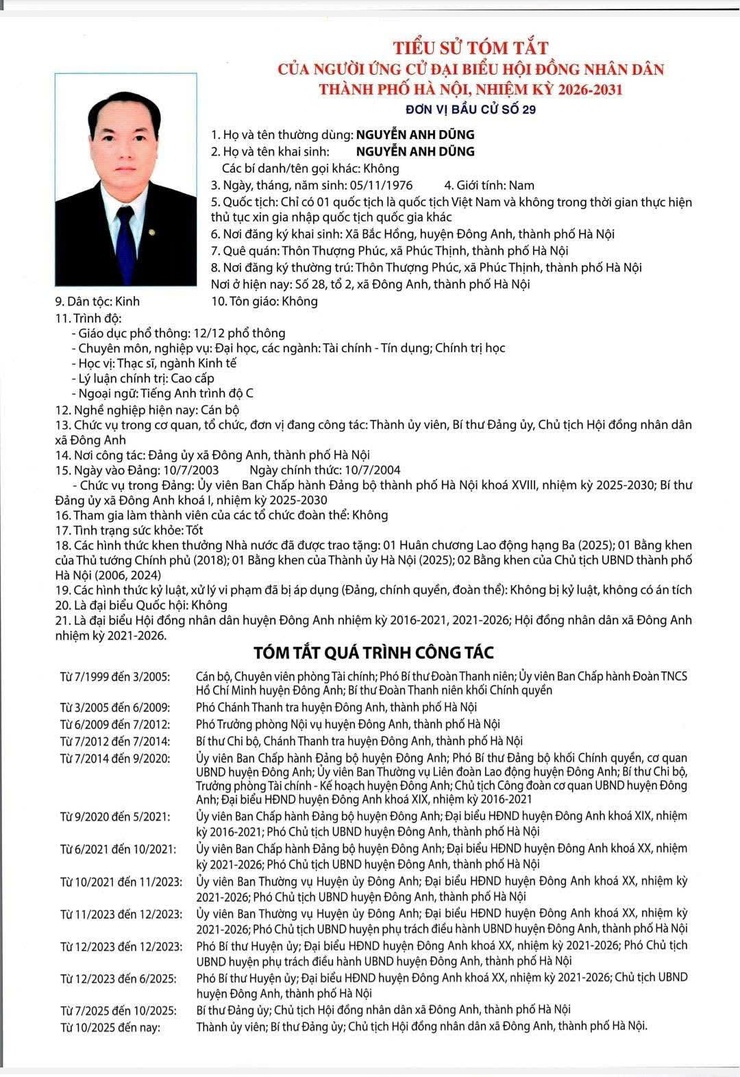 TIỂU SỬ TÓM TẮT CỦA NGƯỜI ỨNG CỬ ĐẠI BIỂU HĐND THÀNH PHỐ HÀ NỘI, NHIỆM KỲ 2026-2031. ĐƠN VỊ BẦU CỬ SỐ 29.- Ảnh 3.