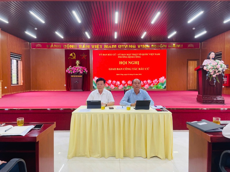 Phường Định Công tổ chức Hội nghị giao ban công tác bầu cử năm 2026- Ảnh 1.