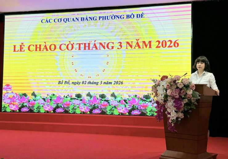 LỄ SINH HOẠT DƯỚI CỜ THÁNG 3 CƠ QUAN ĐẢNG ỦY VÀ CƠ QUAN HĐND-UBND PHƯỜNG BỒ ĐỀ- Ảnh 3.