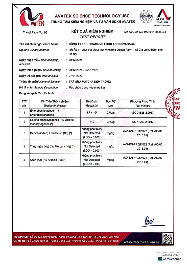 Bản tự công bố sản phẩm Trà sữa Matcha kem trứng- Ảnh 11.