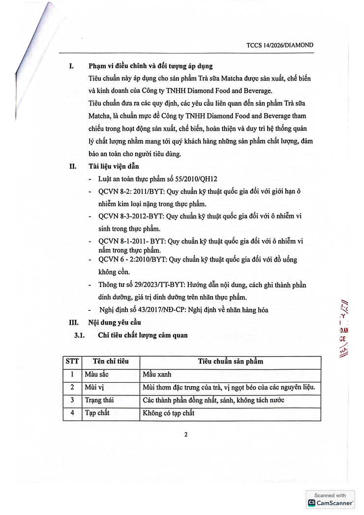 Bản tự công bố sản phẩm Trà sữa Matcha- Ảnh 3.