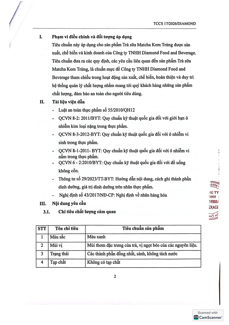 Bản tự công bố sản phẩm Trà sữa Matcha kem trứng- Ảnh 3.