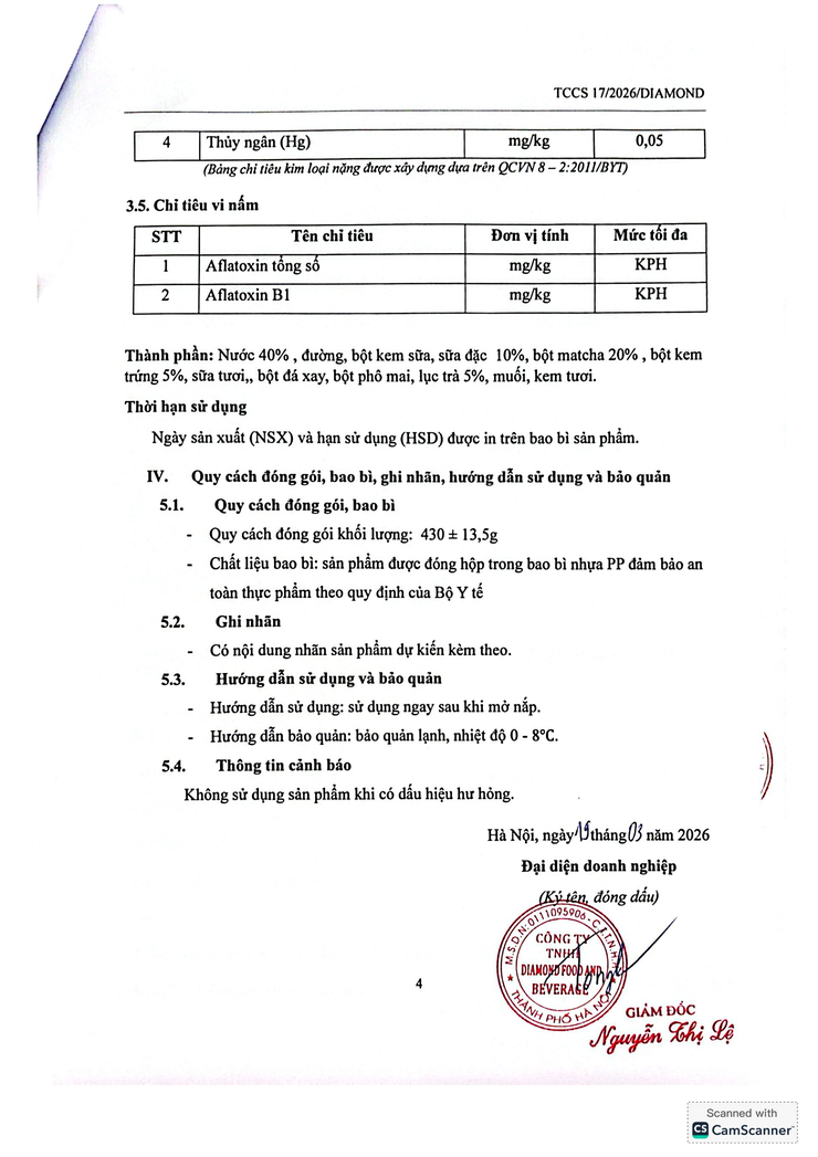 Bản tự công bố sản phẩm Trà sữa Matcha kem trứng- Ảnh 5.