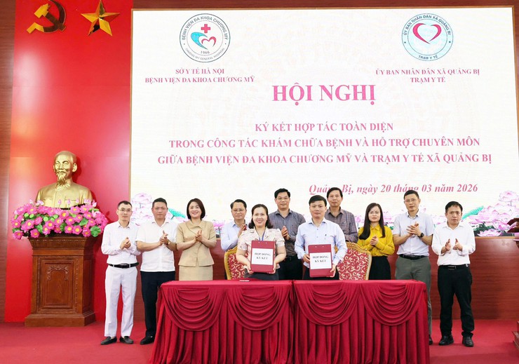 Ký kết hợp tác toàn diện giữa Bệnh viện đa khoa Chương Mỹ và Trạm Y tế xã Quảng Bị- Ảnh 1.