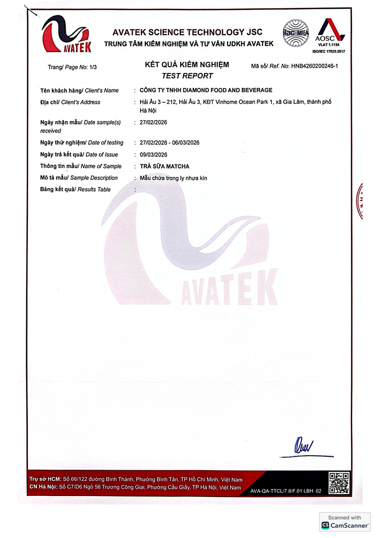 Bản tự công bố sản phẩm Trà sữa Matcha- Ảnh 9.