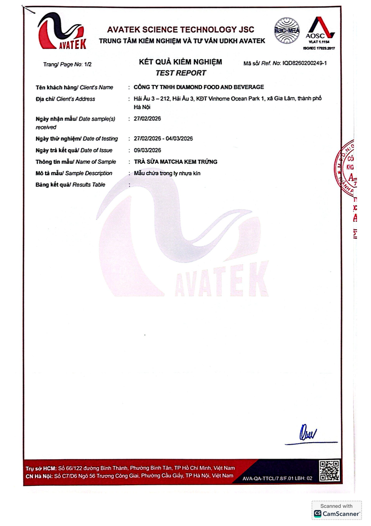 Bản tự công bố sản phẩm Trà sữa Matcha kem trứng- Ảnh 9.