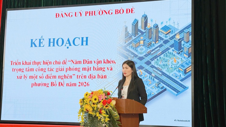 Phường Bồ Đề triển khai chủ đề công tác năm 2026: “Năm dân vận khéo – trọng tâm công tác giải phóng mặt bằng và xử lý một số điểm nghẽn”- Ảnh 2.