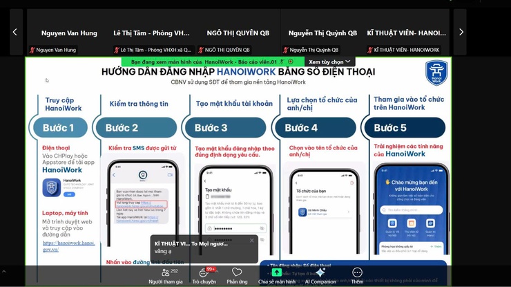 Cán bộ, công chức, viên chức xã Quảng Bị tham gia tập huấn Hệ thống theo dõi, đôn đốc nhiệm vụ và Không gian làm việc số HanoiWork- Ảnh 1.