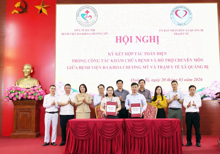 Hội nghị ký kết hợp tác toàn diện trong công tác khám chữa bệnh và hỗ trợ chuyên môn giữa Bệnh viện Đa khoa (BVĐK) Chương Mỹ và Trạm Y tế xã Quảng Bị- Ảnh 5.