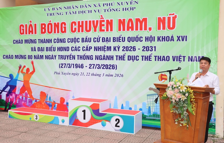 Sôi nổi Giải Bóng chuyền hơi nam, nữ xã Phú Xuyên năm 2026- Ảnh 1.