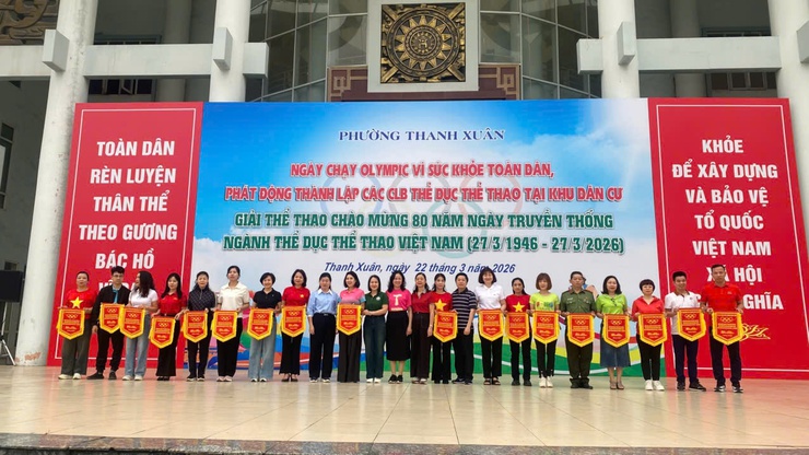 Phường Thanh Xuân sôi nổi Ngày chạy Olympic và phát động phong trào thể thao cộng đồng- Ảnh 3.