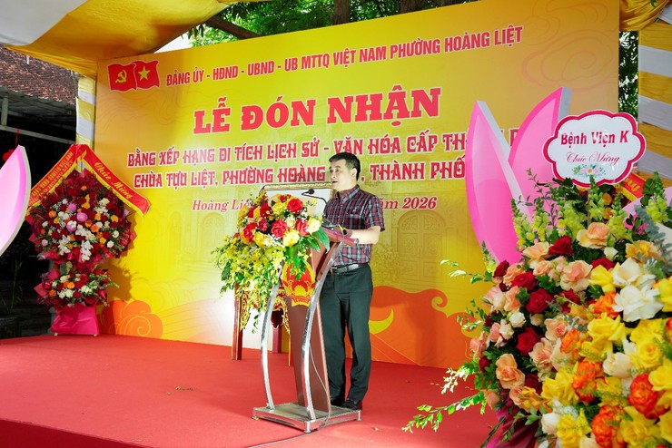 Lễ đón nhận Bằng xếp hạng di tích lịch sử - văn hóa cấp Thành phố chùa Tựu Liệt, phường Hoàng Liệt, thành phố Hà Nội- Ảnh 2.